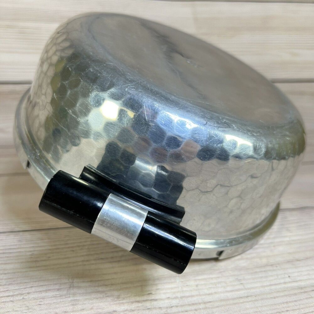 Vintage Puralum Italy Hammered Aluminum Casserole Dish Server w/Lid 8" MCM Retro - Picture 12 of 16